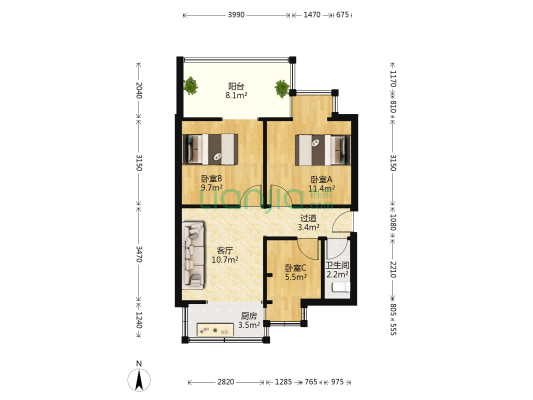 永和里7号院 3室1厅1卫 52平方