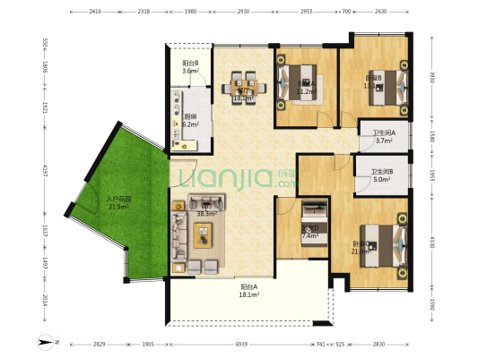 汇泰都城 4室2厅2卫 153平方