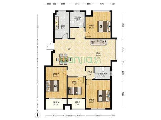 新街坊 4室1厅2卫 154平方