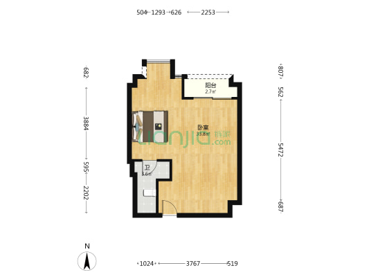 恒大未来城三街区 1室0厅1卫 57平方