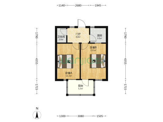 同乐苑小区 2室0厅1卫 45平方