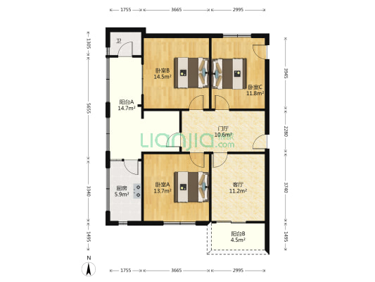 红花东路55号 3室1厅1卫 82平方