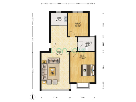 汽车饰件厂宿舍 1室1厅1卫 118平方