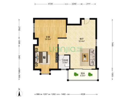天御名邸 1室1厅1卫 89平方