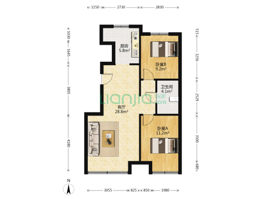 金地·第七郡 2室1厅1卫 76平方