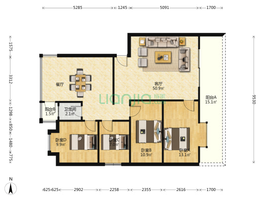 合丰苑 4室1厅1卫 114平方