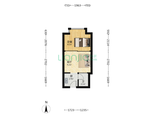 世纪名都 1室1厅1卫 35平方
