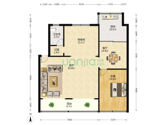 长江中路138号 1室2厅1卫 166平方