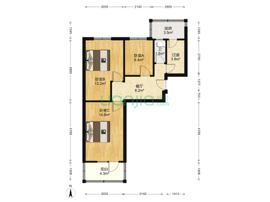 华宜小区 3室1厅1卫 77平方