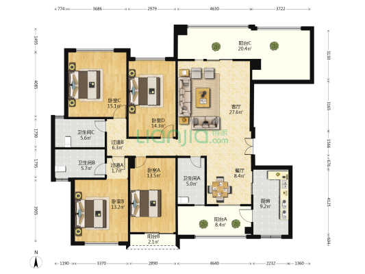 戎盛苑 4室2厅3卫 185平方
