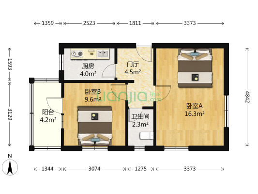 马家堡路8号院 2室0厅1卫 50平方