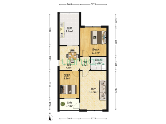 教育局家属院 2室2厅1卫 75平方