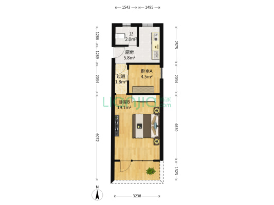 华阴路103号 2室0厅1卫 41平方