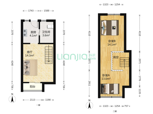 森林公馆乐莫苑 2室1厅1卫 34平方