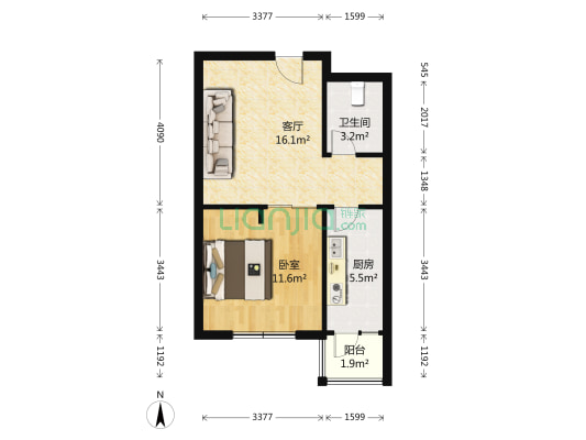 泉水N3区 1室1厅1卫 57平方