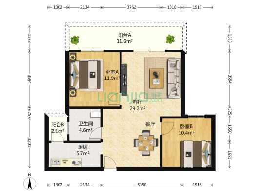 凯旋名邸 2室1厅1卫 93平方