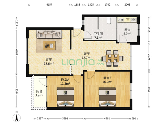 花月东街10号 2室2厅1卫 89平方