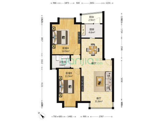 蜀光新城一期 2室1厅1卫 86平方