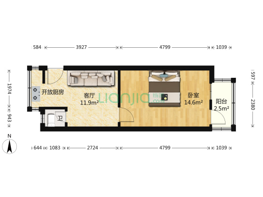 伏牛路178号院 1室1厅1卫 42平方