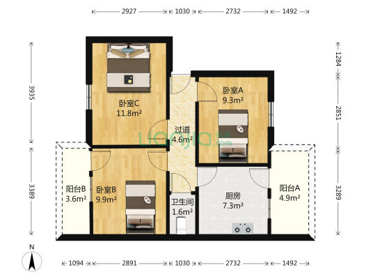松园北街38号 3室0厅1卫 61平方