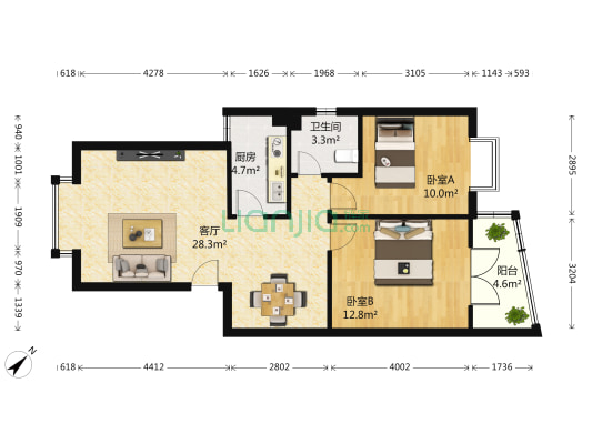西延雅舍 2室1厅1卫 78平方