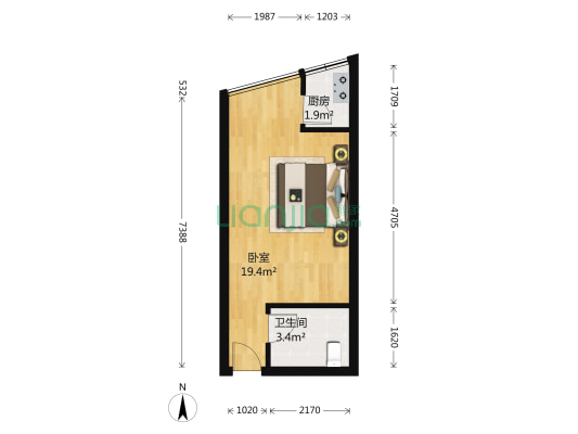 左岸公寓 1室0厅1卫 38平方