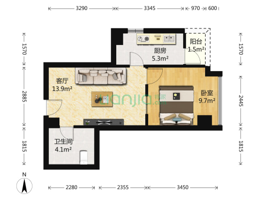 新巢小区一期 1室1厅1卫 44平方