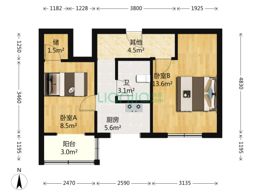 车公庄西路27号院 2室0厅1卫 51平方