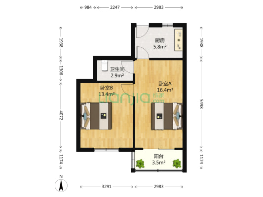 岭南小区 2室0厅1卫 53平方