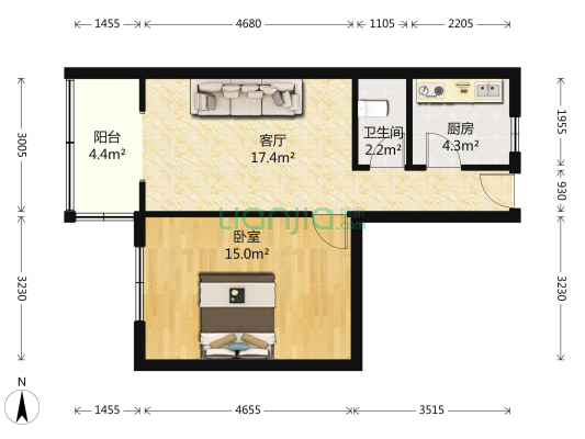 34中纪念街 1室1厅1卫 62平方