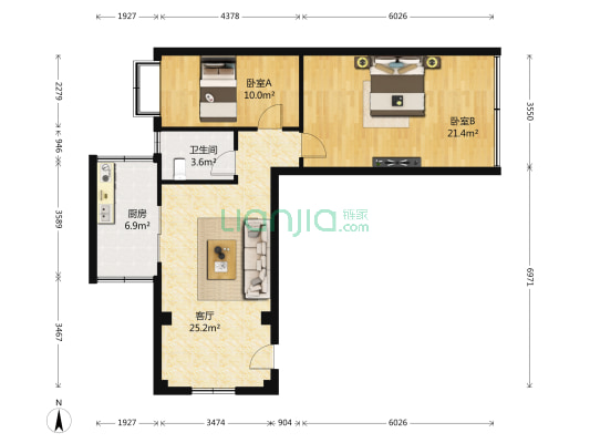 松园南街23号 2室1厅1卫 77平方