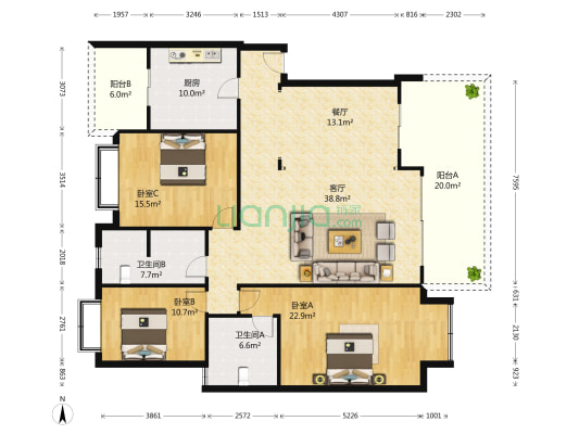 江南房子北区 3室2厅2卫 154平方