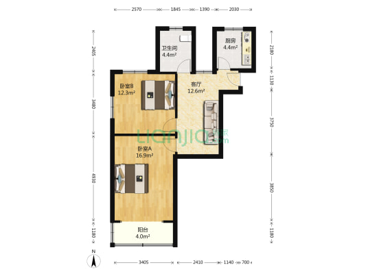 居家桥路520弄 2室1厅1卫 64平方