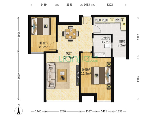 中电颐和家园一期 2室1厅1卫 79平方