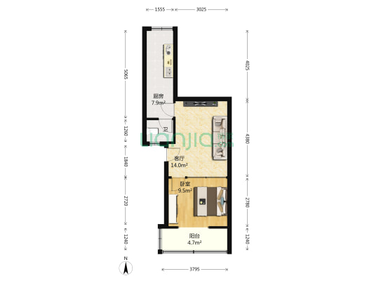 清江东路352号 1室1厅1卫 45平方