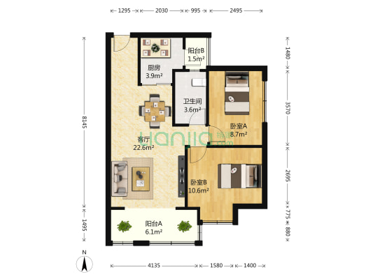 花样年花样城五期 2室1厅1卫 74平方