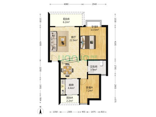 茵悦之生花园一期 2室1厅1卫 70平方