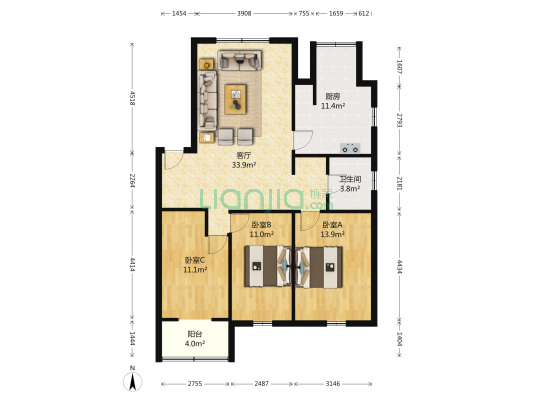 绿苑小区 3室1厅1卫 78平方