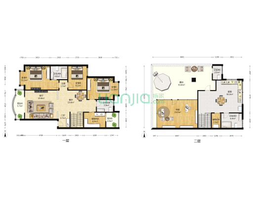 双楠名城一期 4室2厅4卫 173平方