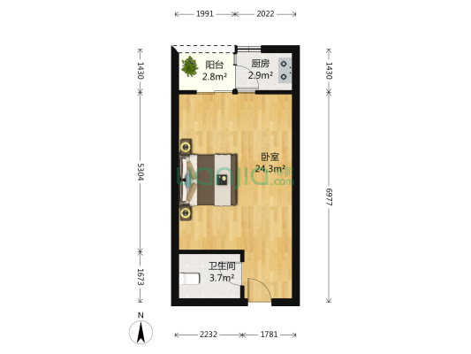 华尔兹广场(武侯) 1室0厅1卫 42平方