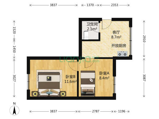 海蓉新邨 2室1厅1卫 39平方