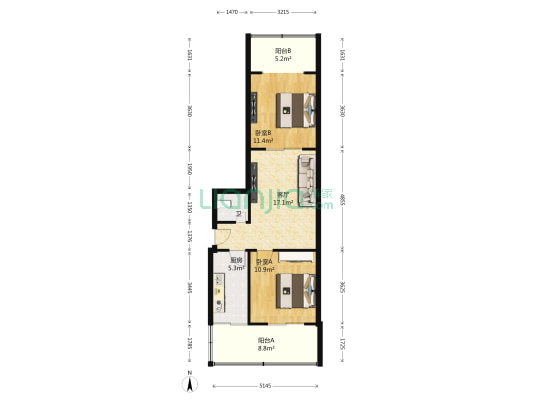 抚琴西路250号 2室1厅1卫 69平方