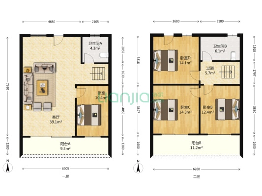 保利湾天地 4室1厅2卫 131平方