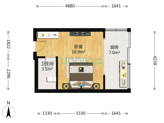 城建鼎都 1室0厅1卫 42平方