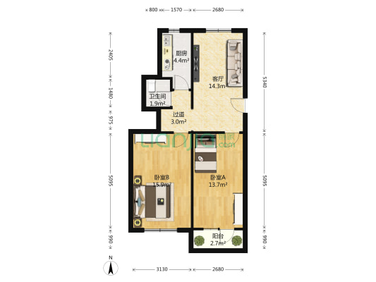 日化二厂宿舍 2室1厅1卫 70平方