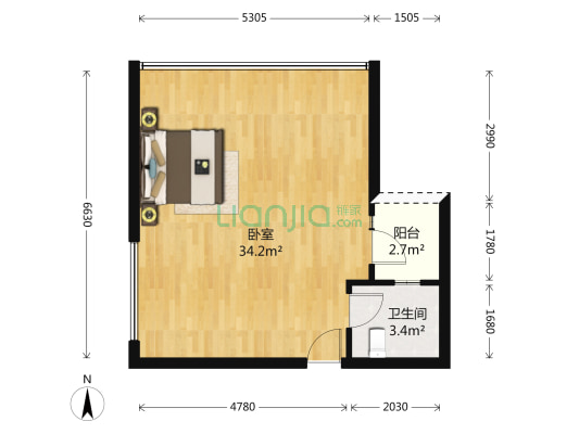 海峡茶城 1室0厅1卫 53平方