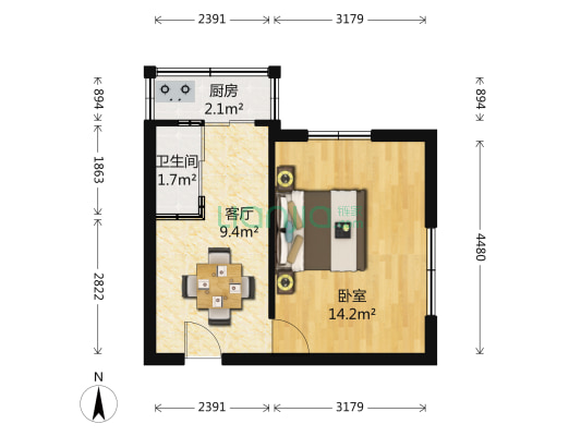 民寿街 1室1厅1卫 33平方
