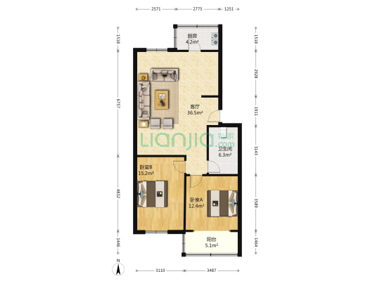 曙光公寓 2室1厅1卫 93平方