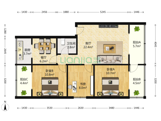 双楠教师公寓 3室2厅1卫 98平方