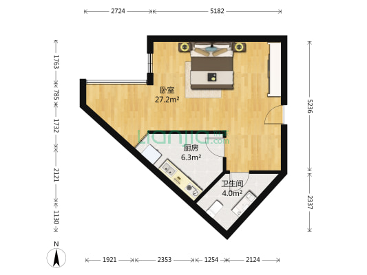 锦绣苑 1室0厅1卫 60平方